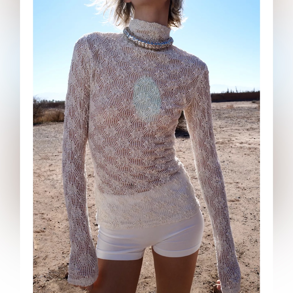Zara Nwt High Neck Lace Top 4886/002